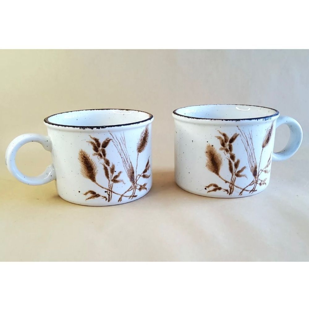 Set of 2 Stonehenge Midwinter Wild Oats Mugs Cups ENGLAND WEDGWOOD Vintage Boho